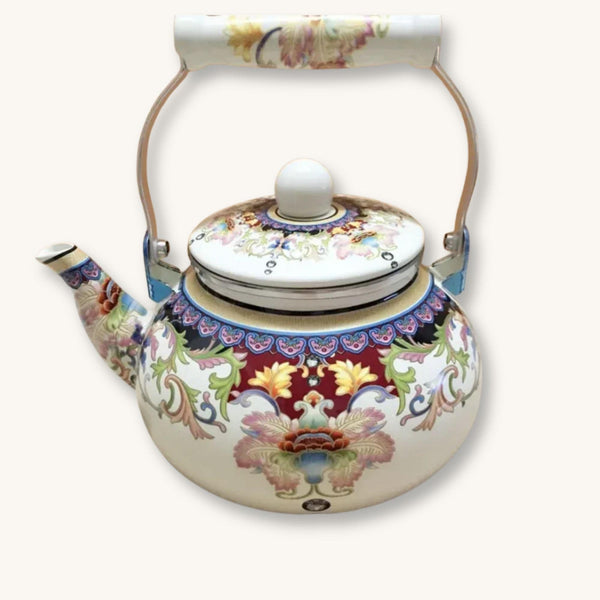 Théière anglaise émaillée  Décor Royal vintage
