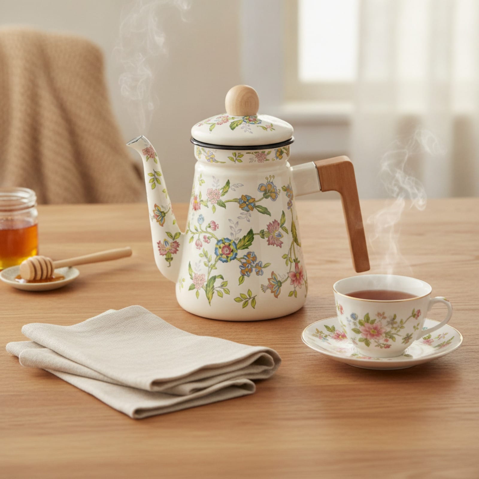 Théière Théière Anglaise en Céramique Florale - Élégance et Raffinement pour vos Rituels Thé