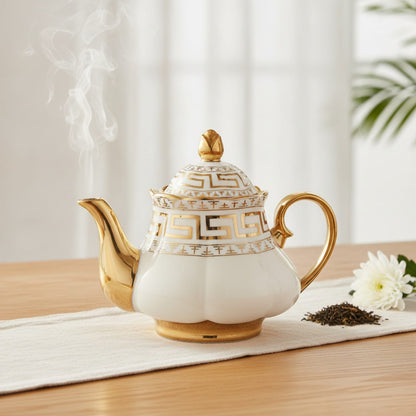 Théière Théière Anglaise en Porcelaine Blanche - Élégance Royale pour vos Pauses Thé