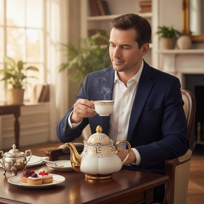 Théière Théière Anglaise en Porcelaine Blanche - Élégance Royale pour vos Pauses Thé
