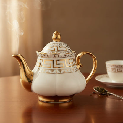 Théière Théière Anglaise en Porcelaine Blanche - Élégance Royale pour vos Pauses Thé