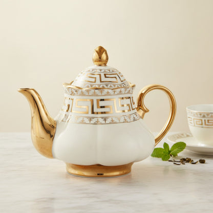 Théière Théière Anglaise en Porcelaine Blanche - Élégance Royale pour vos Pauses Thé