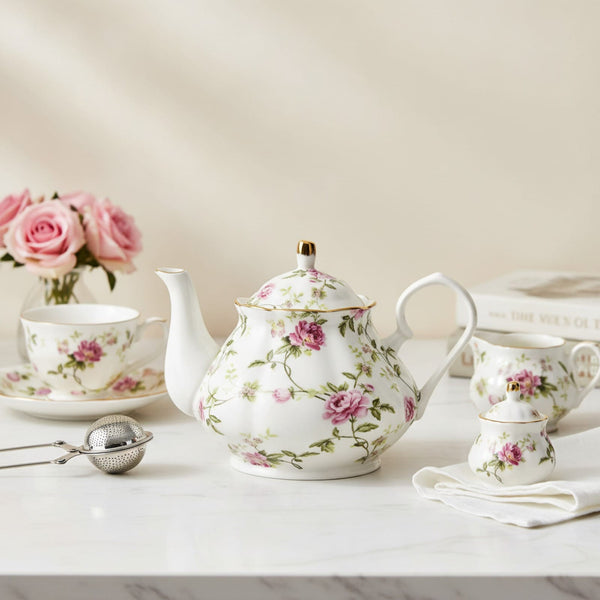 Théière Théière Anglaise en Porcelaine Élégance Royale 400ml