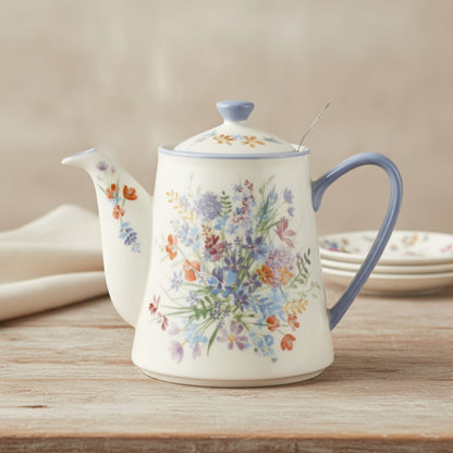 Théière Théière Anglaise en Porcelaine Fleurie - Élégance Florale pour vos Pauses Thé