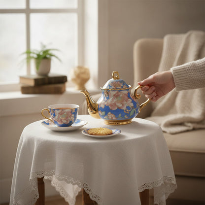 Théière Théière Anglaise en Porcelaine Florale - Élégance et Raffinement