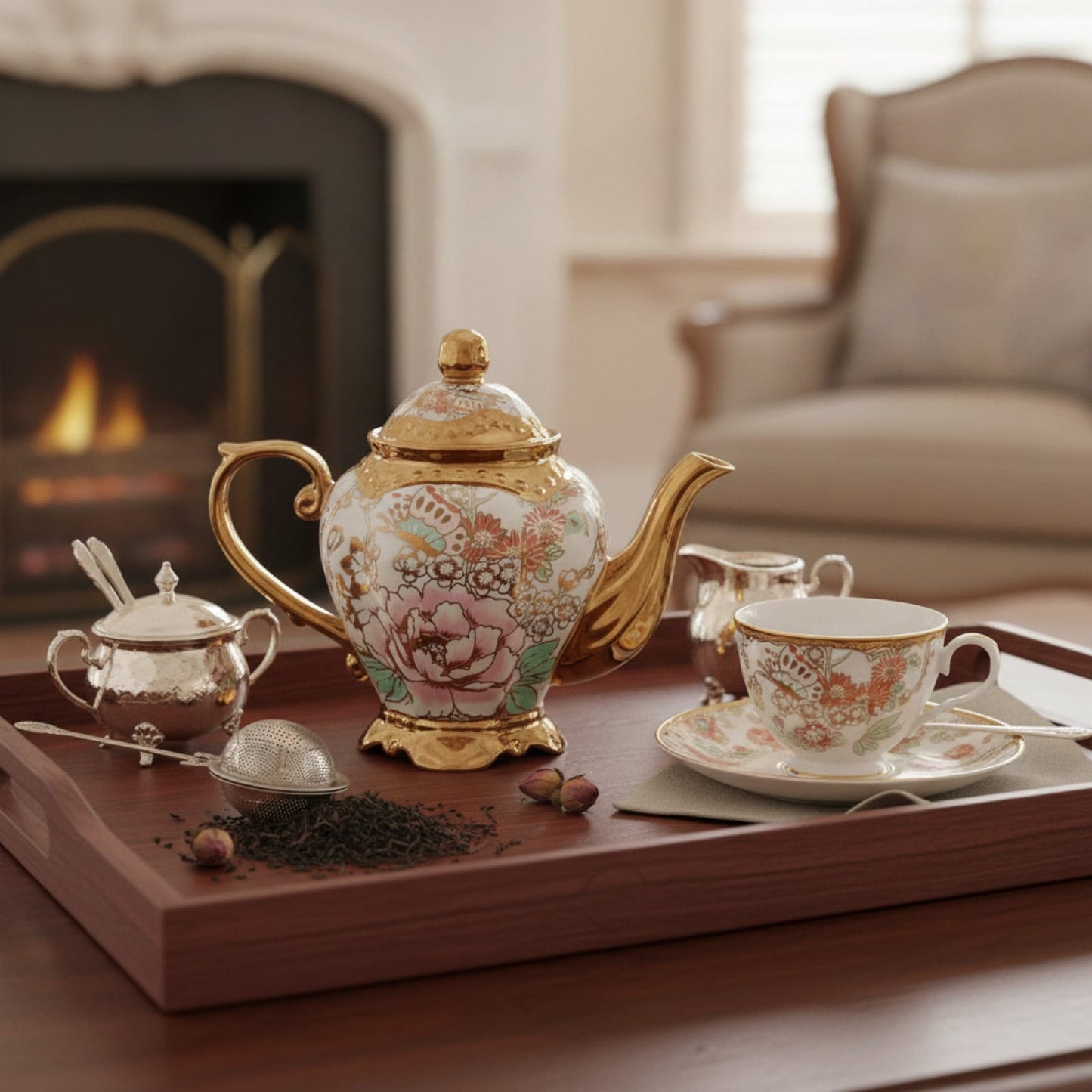 Théière Théière Anglaise en Porcelaine : Service Luxe & Grande Élégance