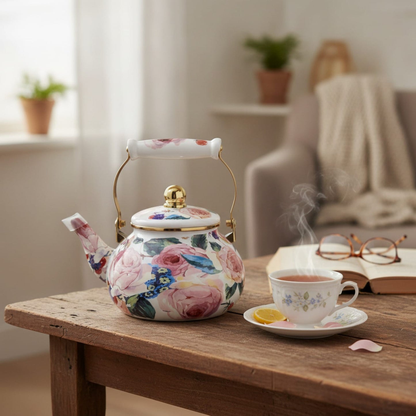 Théière Théière Anglaise Fleurie Vintage | Élégance et Charme pour votre Tea Time