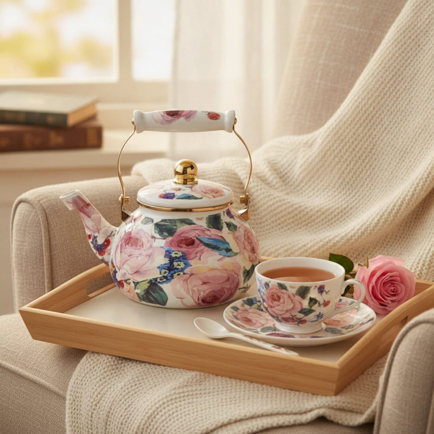 Théière Théière Anglaise Fleurie Vintage | Élégance et Charme pour votre Tea Time
