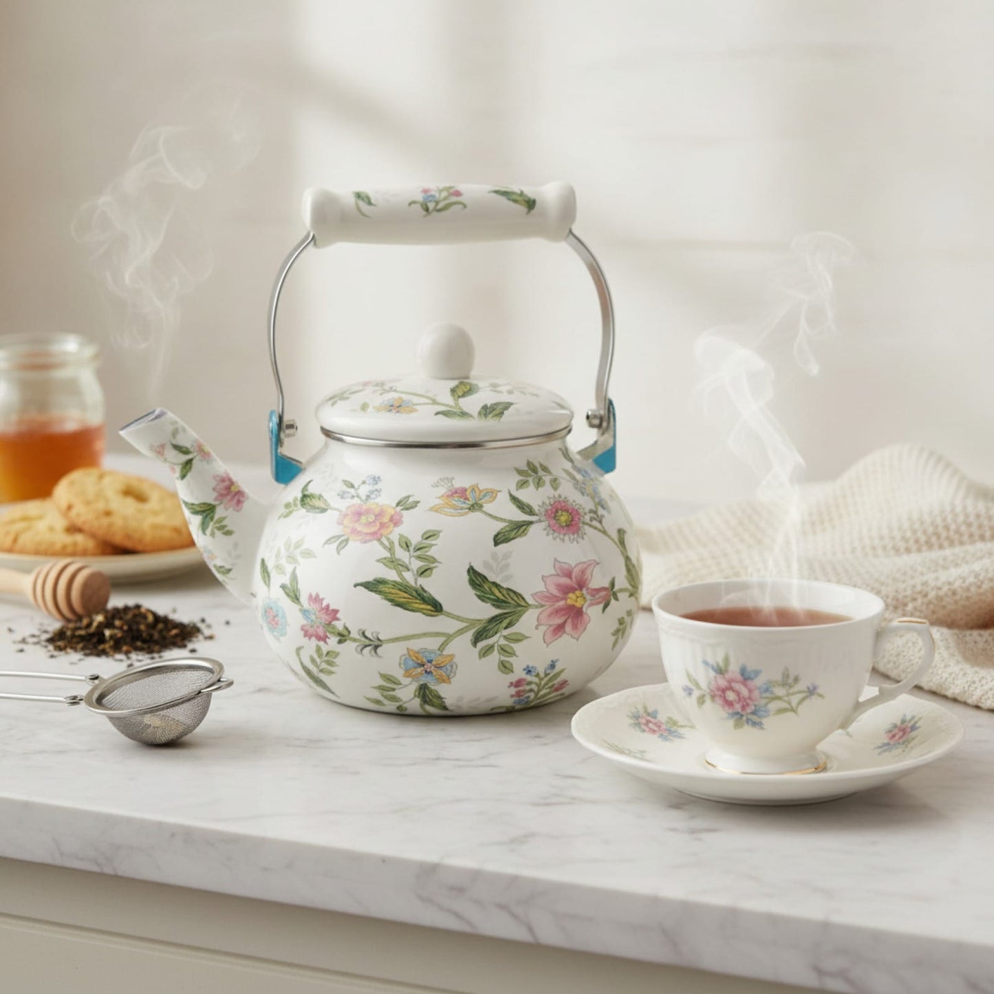 Théière Théière anglaise fleurie vintage pour tea time 