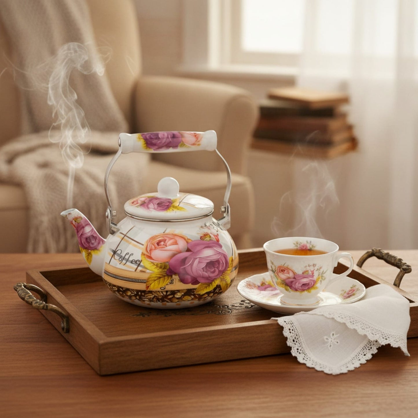 Théière Théière Anglaise Florale - Design Romantique en Porcelaine