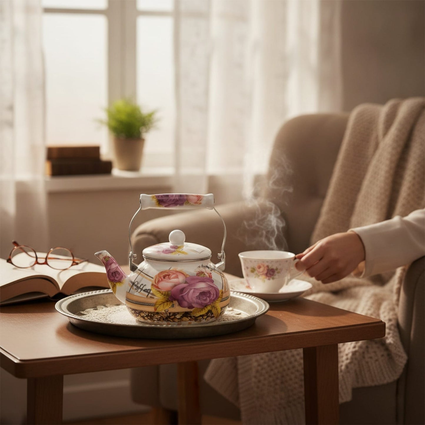 Théière Théière Anglaise Florale - Design Romantique en Porcelaine