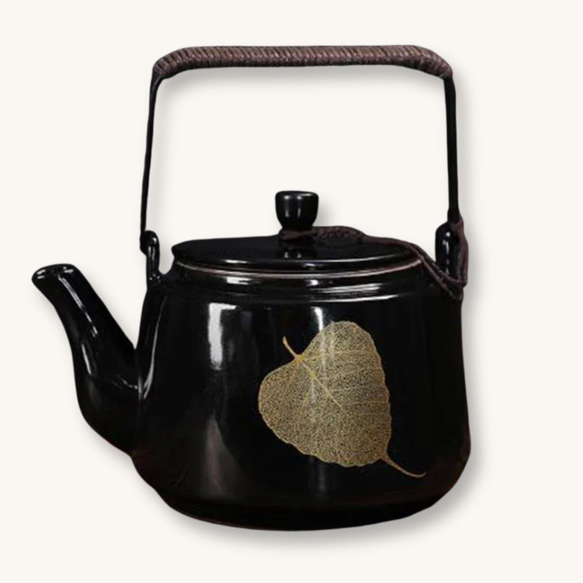 Théière chinoise céramique Feuille dorée