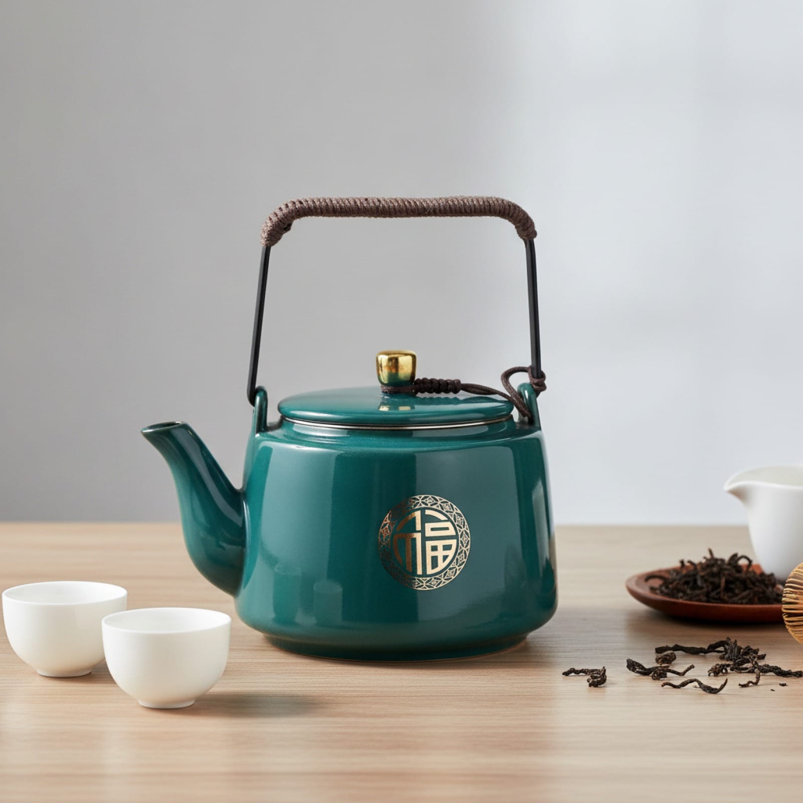 Théière Théière Chinoise en Céramique avec Poignée Métal - Élégance Traditionnelle