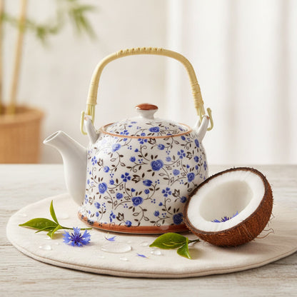 Théière Théière Chinoise en Porcelaine Bleue Florale - Élégance et Tradition