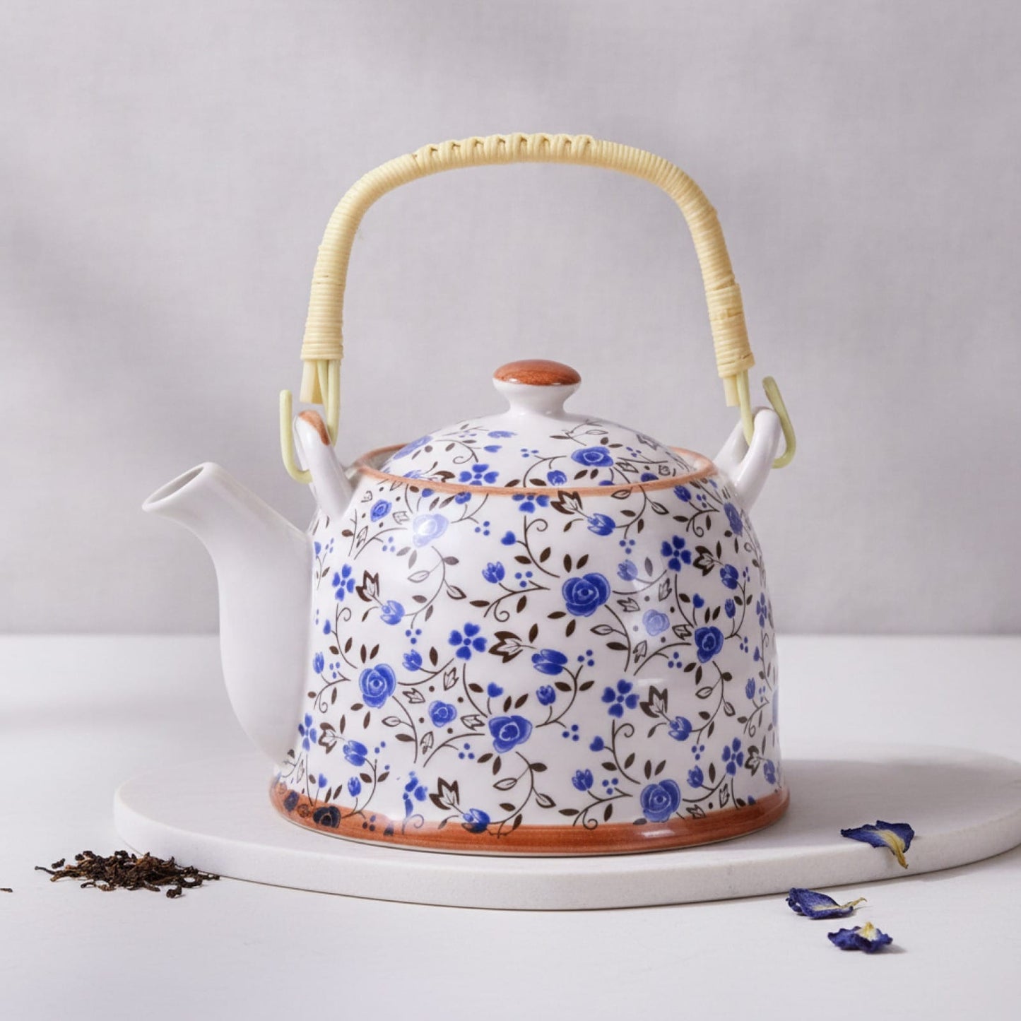 Théière Théière Chinoise en Porcelaine Bleue Florale - Élégance et Tradition