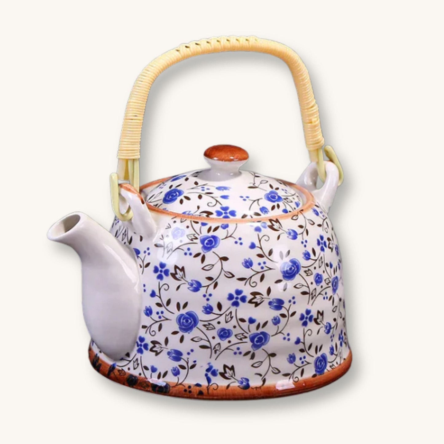 Théière chinoise en porcelaine Florale Bleue 