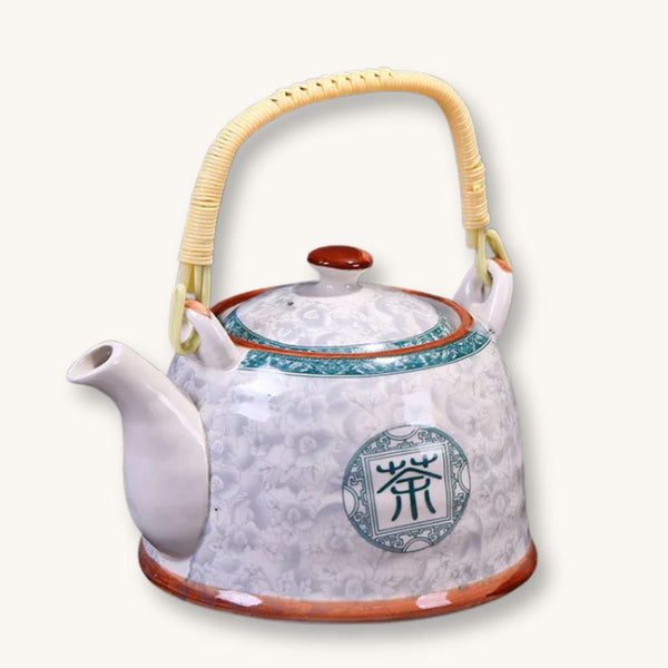 Théière chinoise en porcelaine motif Calligraphie 