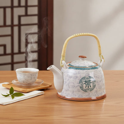 Théière Théière Chinoise en Porcelaine - Motif Calligraphie Élégante