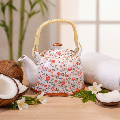 Théière Théière Chinoise en Porcelaine - Motif Floral Élégant