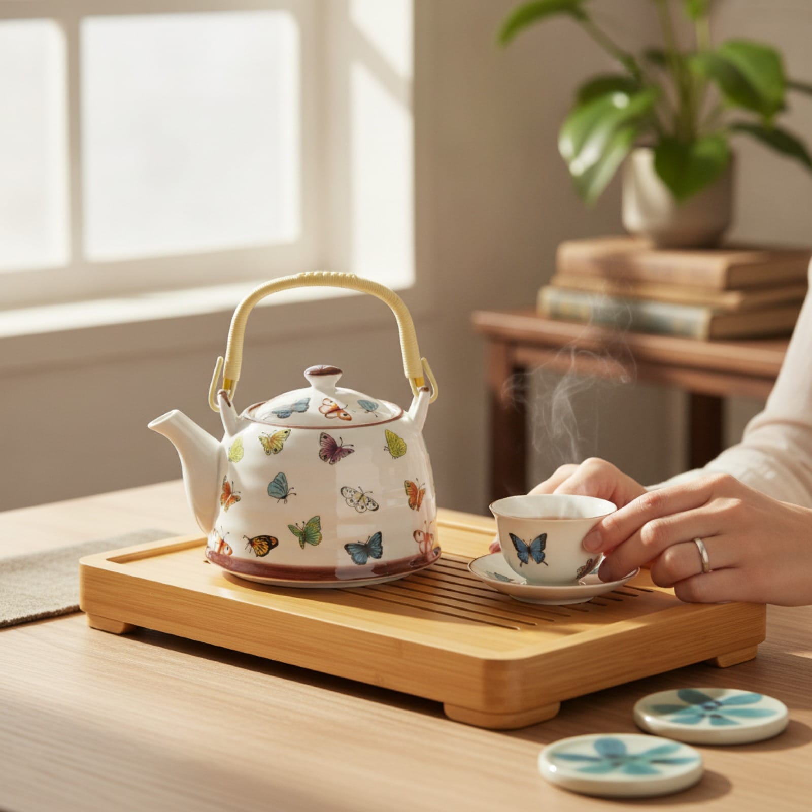 Théière Théière chinoise en porcelaine motif papillon 