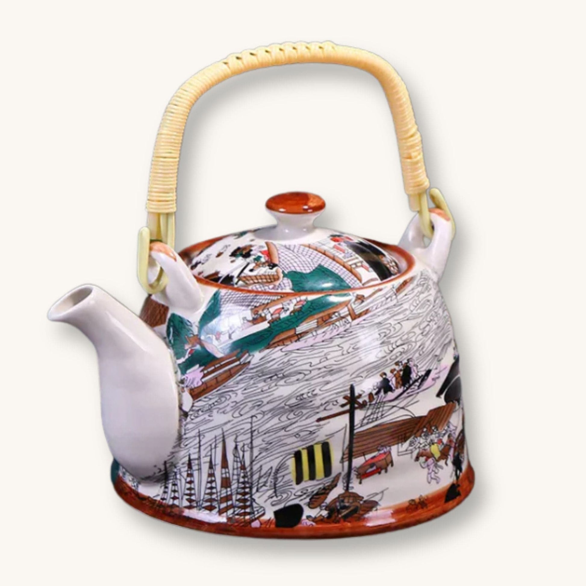 Théière chinoise en porcelaine Motif Paysage 