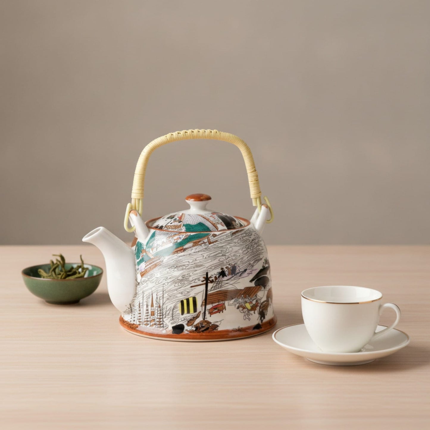 Théière Théière Chinoise en Porcelaine : Motif Paysage pour une Ambiance Zen