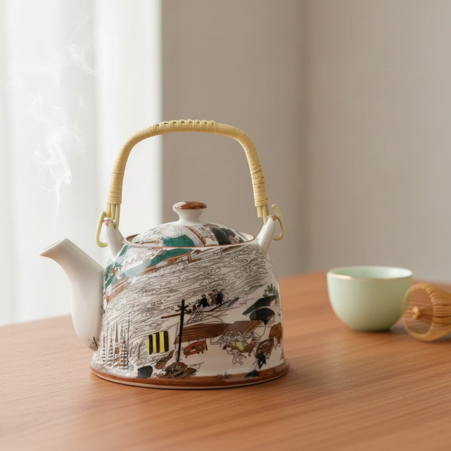 Théière Théière Chinoise en Porcelaine : Motif Paysage pour une Ambiance Zen