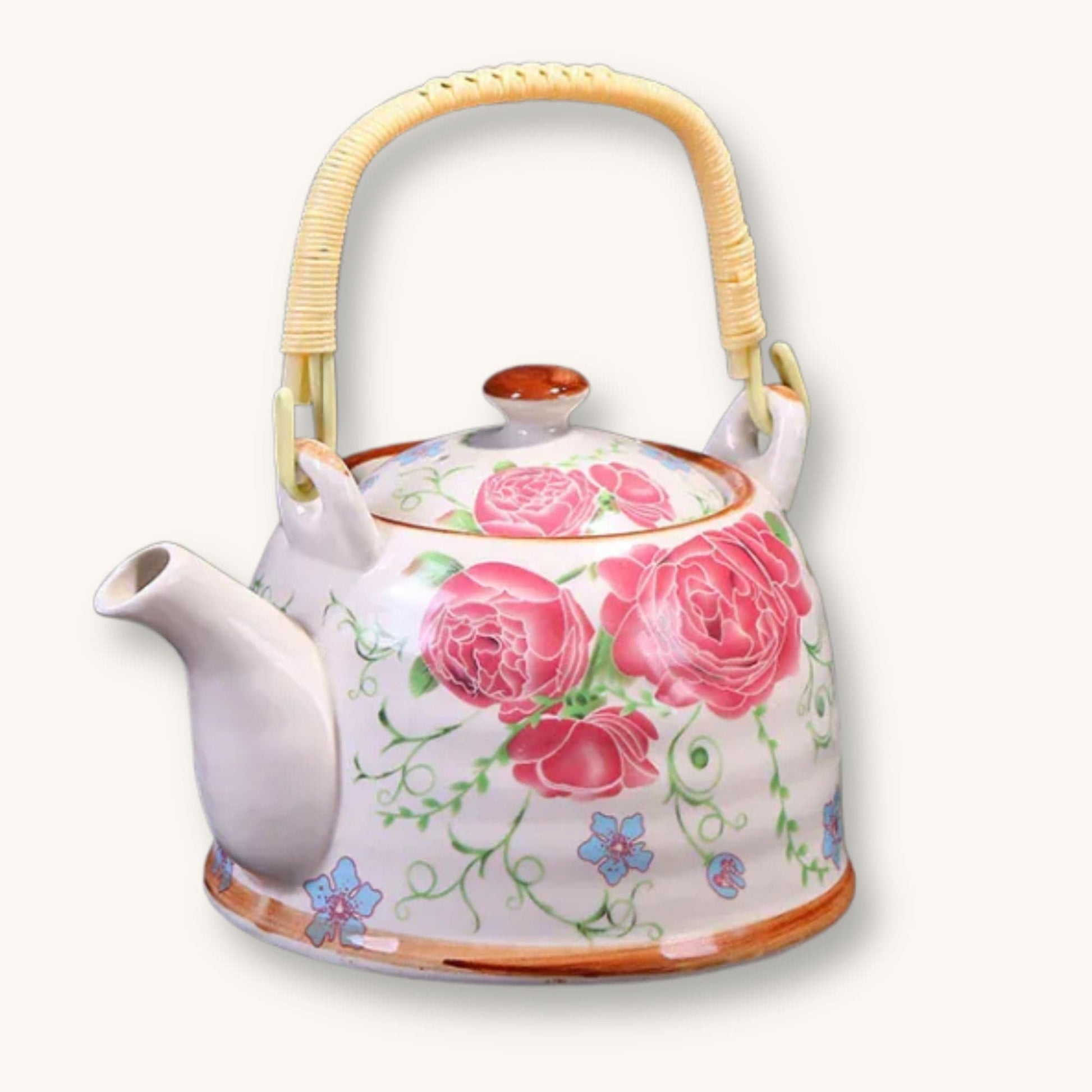Théière chinoise en porcelaine motif Pivoine 