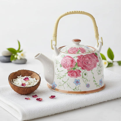 Théière Théière Chinoise en Porcelaine - Motif Pivoine Élégant