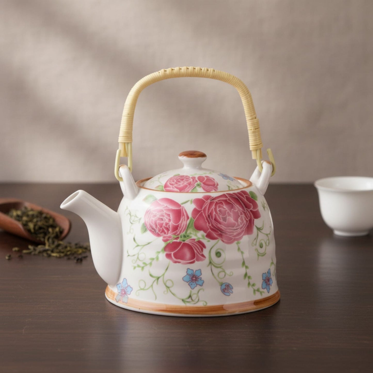 Théière Théière Chinoise en Porcelaine - Motif Pivoine Élégant