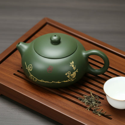 Théière Théière Chinoise Traditionnelle Calligraphie Dorée
