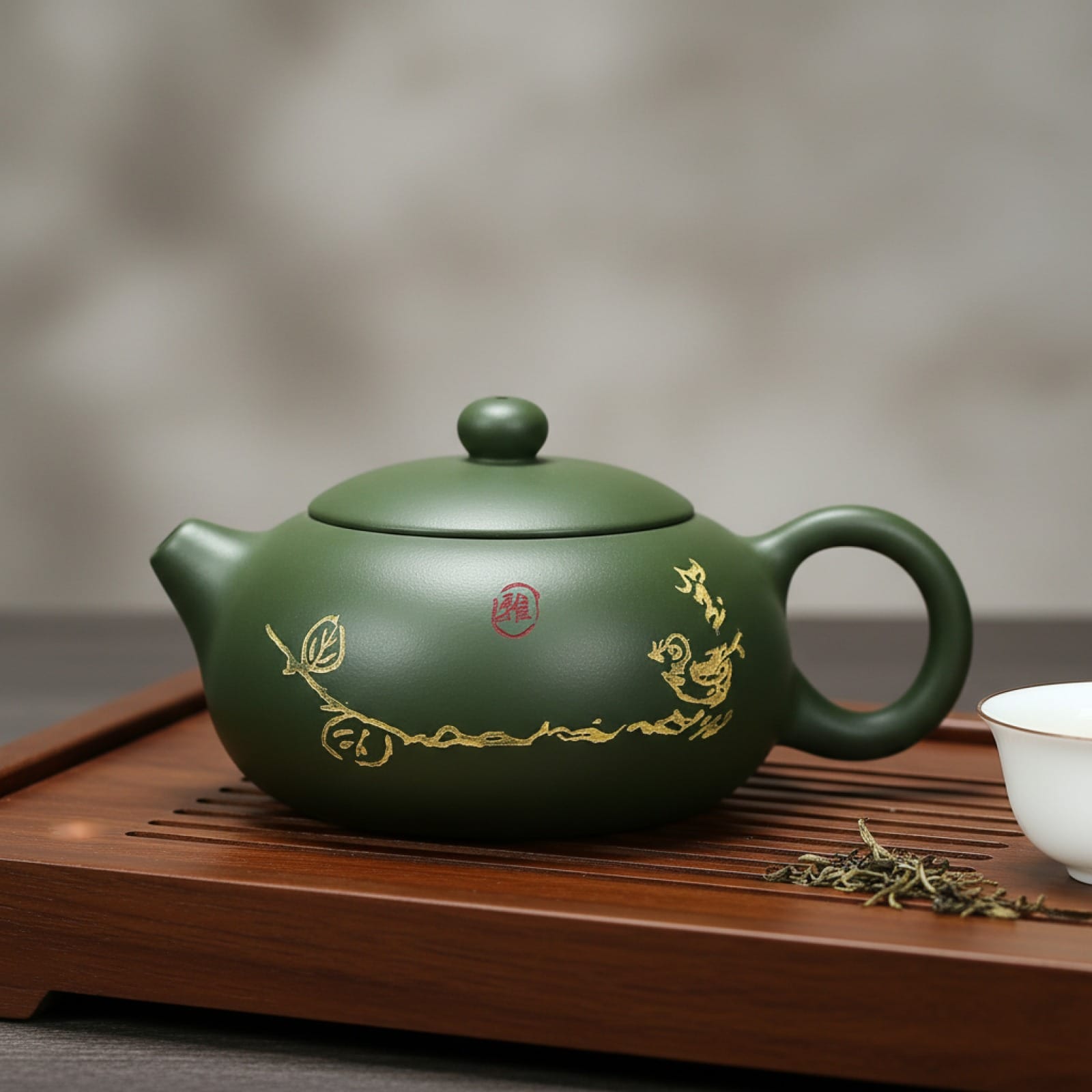 Théière Théière Chinoise Traditionnelle Calligraphie Dorée