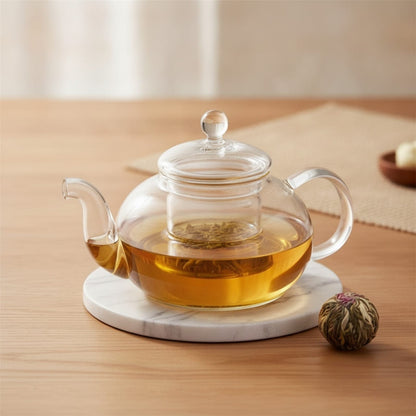 Théière Théière Design en Verre pour Thés Fleurissants
