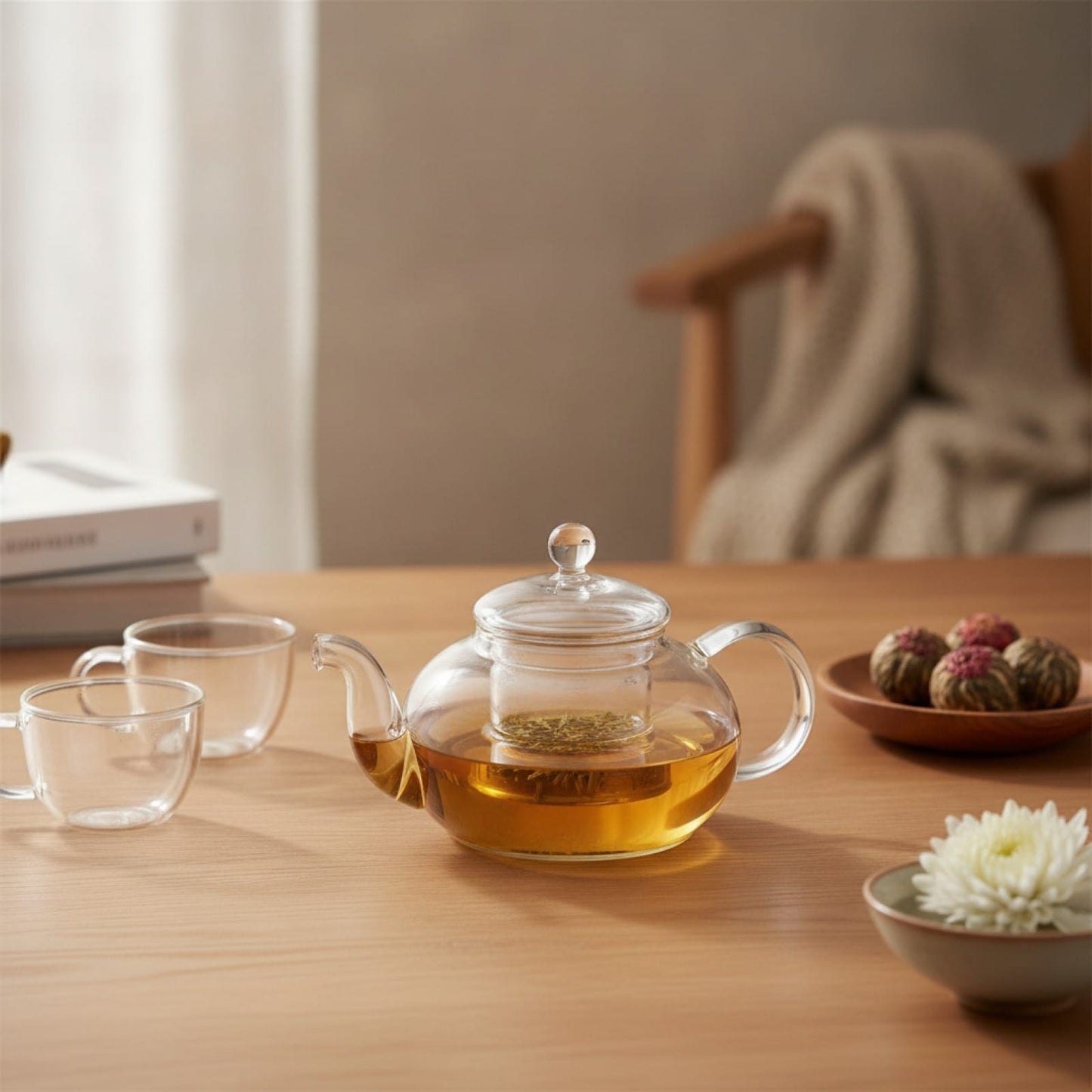 Théière Théière Design en Verre pour Thés Fleurissants