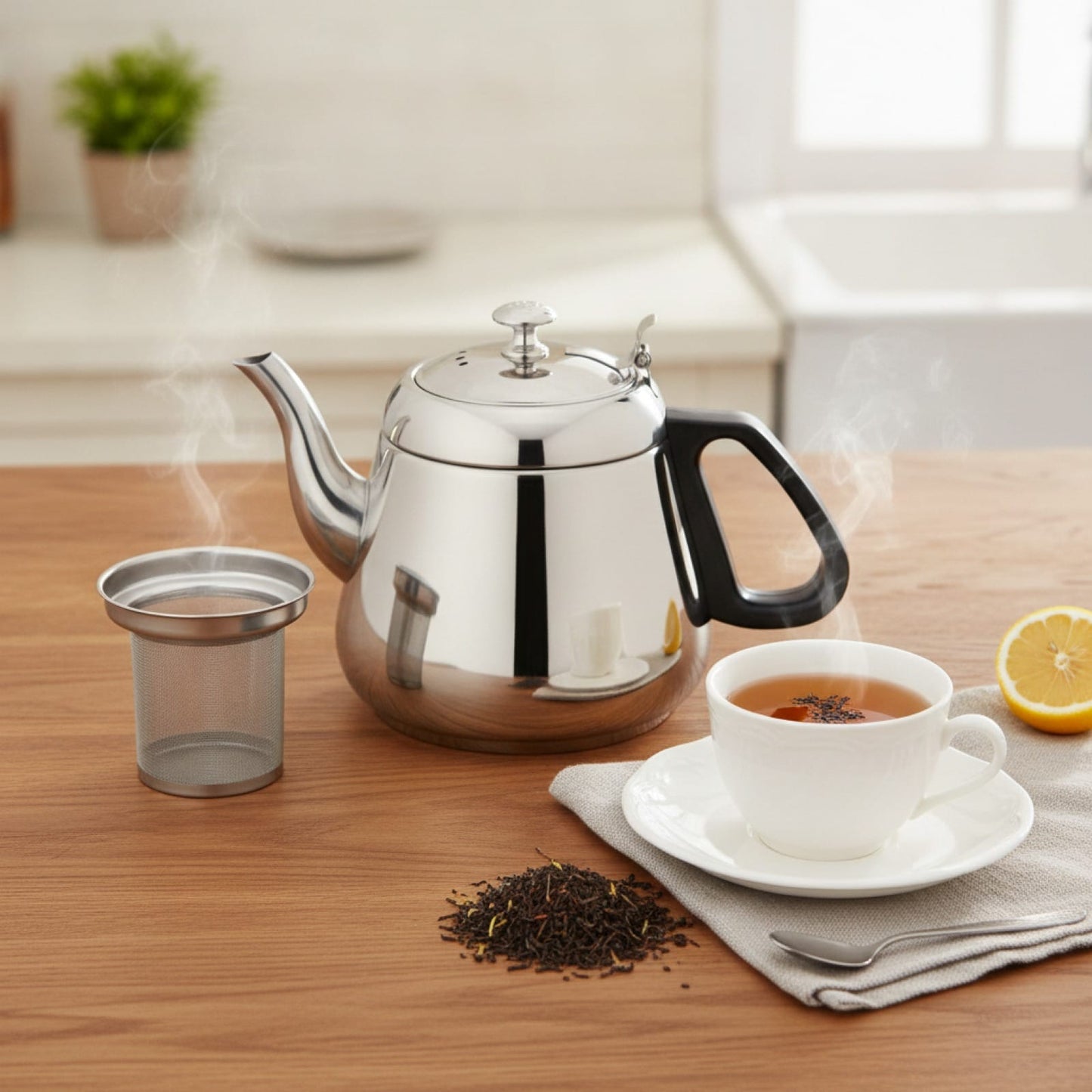Théière Théière Design Moderne en Inox - Élégance et Raffinement au Quotidien