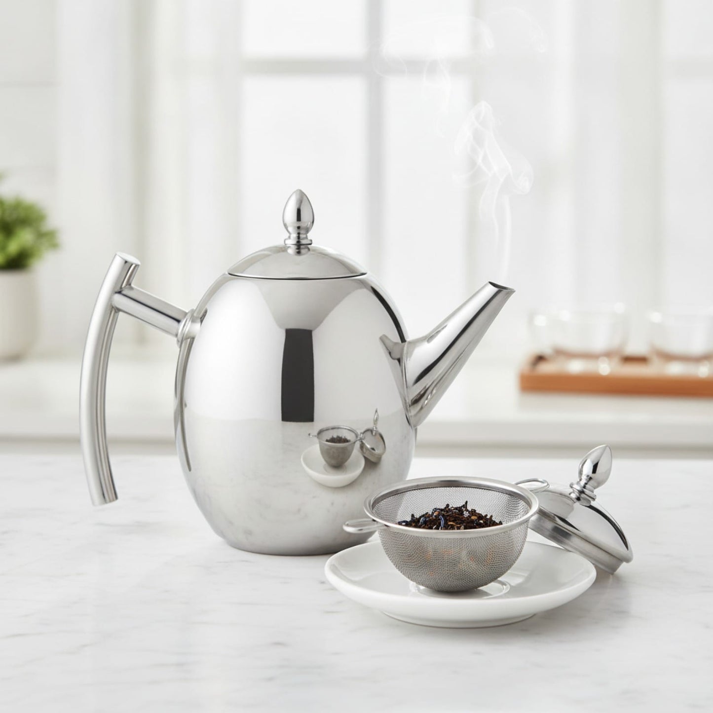 Théière Théière en inox avec filtre amovible