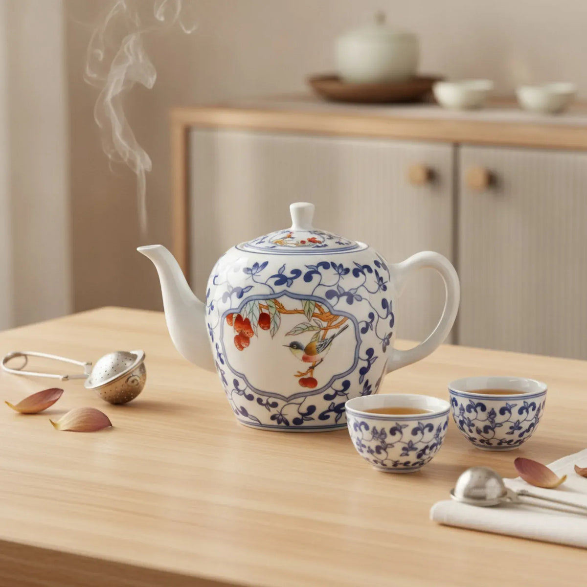Théière Théière en porcelaine bleue et blanche | Lotus Impérial