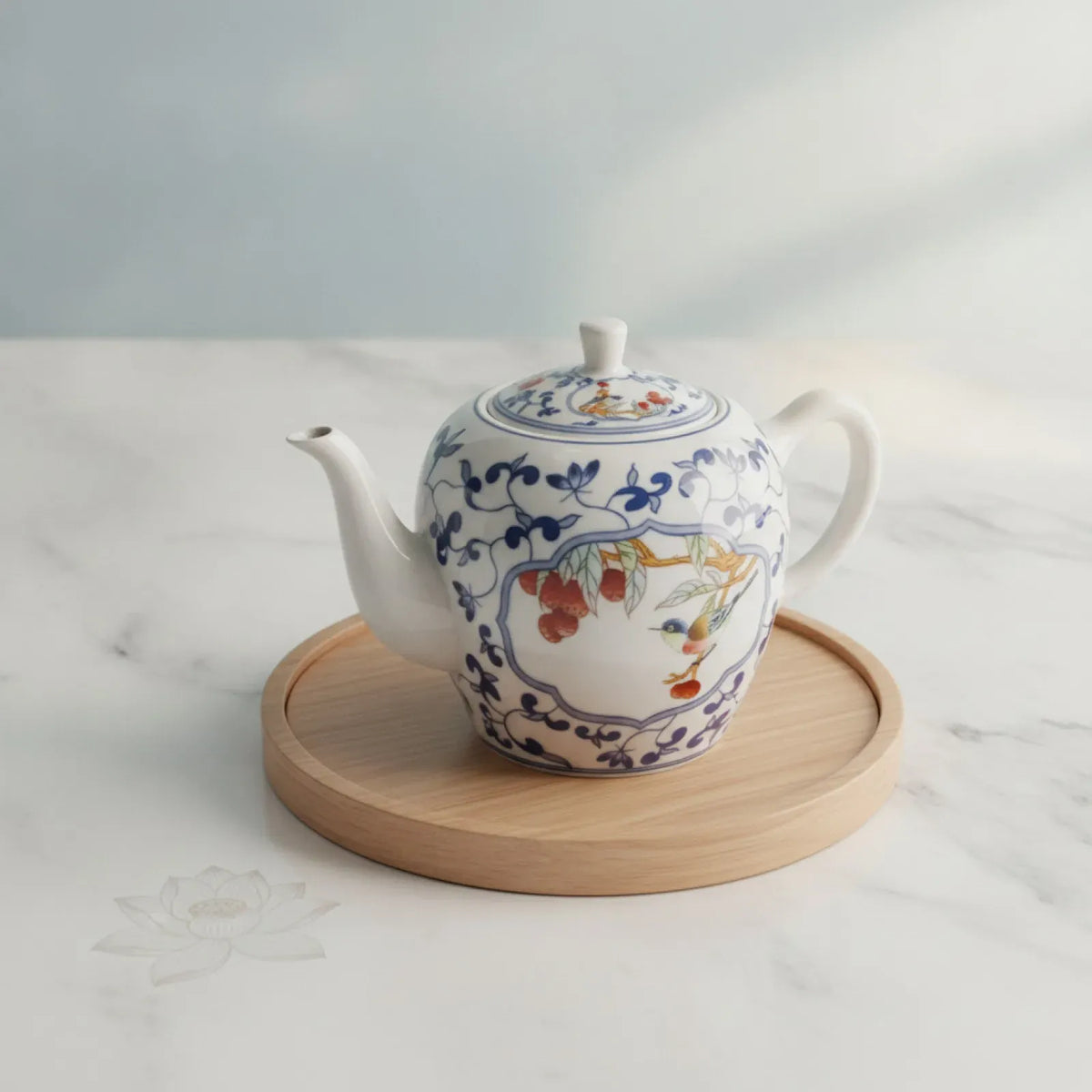 Théière Théière en porcelaine bleue et blanche | Lotus Impérial