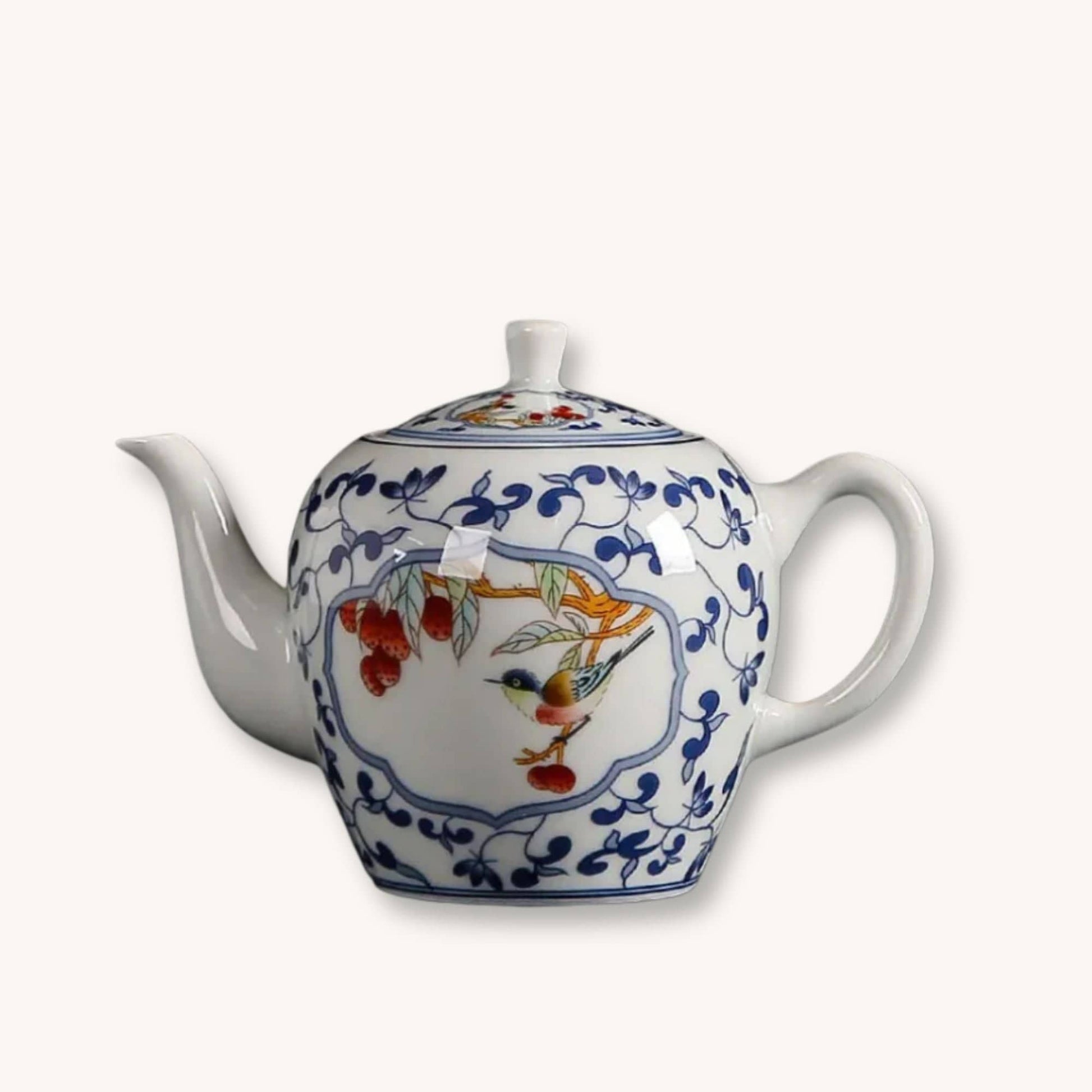 Théière en porcelaine bleue et blanche – Style chinois | Lotus Impérial