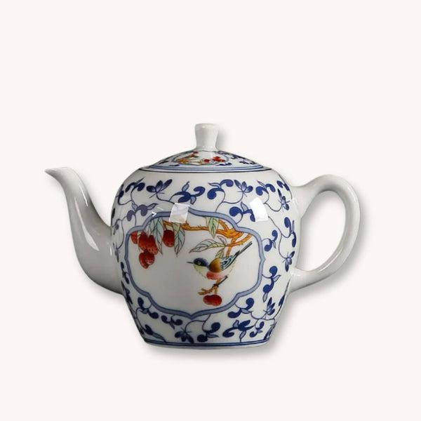 Théière en porcelaine bleue et blanche – Style chinois | Lotus Impérial