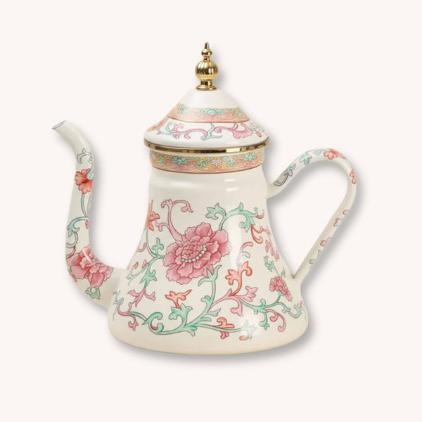 Théière en porcelaine fleurs rose