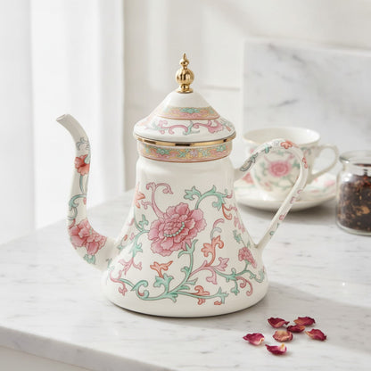 Théière Théière en Porcelaine "Fleurs Roses" - Élégance et Raffinement pour vos Moments Thé