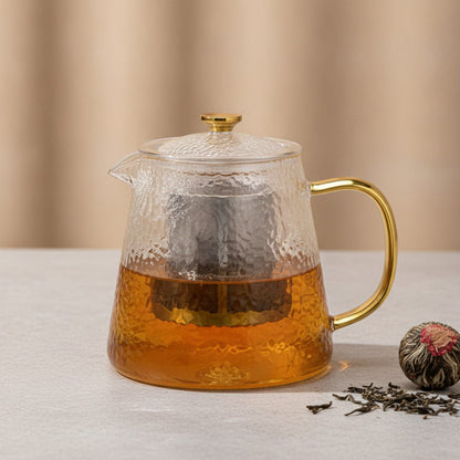Théière Théière en Verre Ambré avec Infuseur - Idéale pour Thé en Vrac (450ml & 600ml)