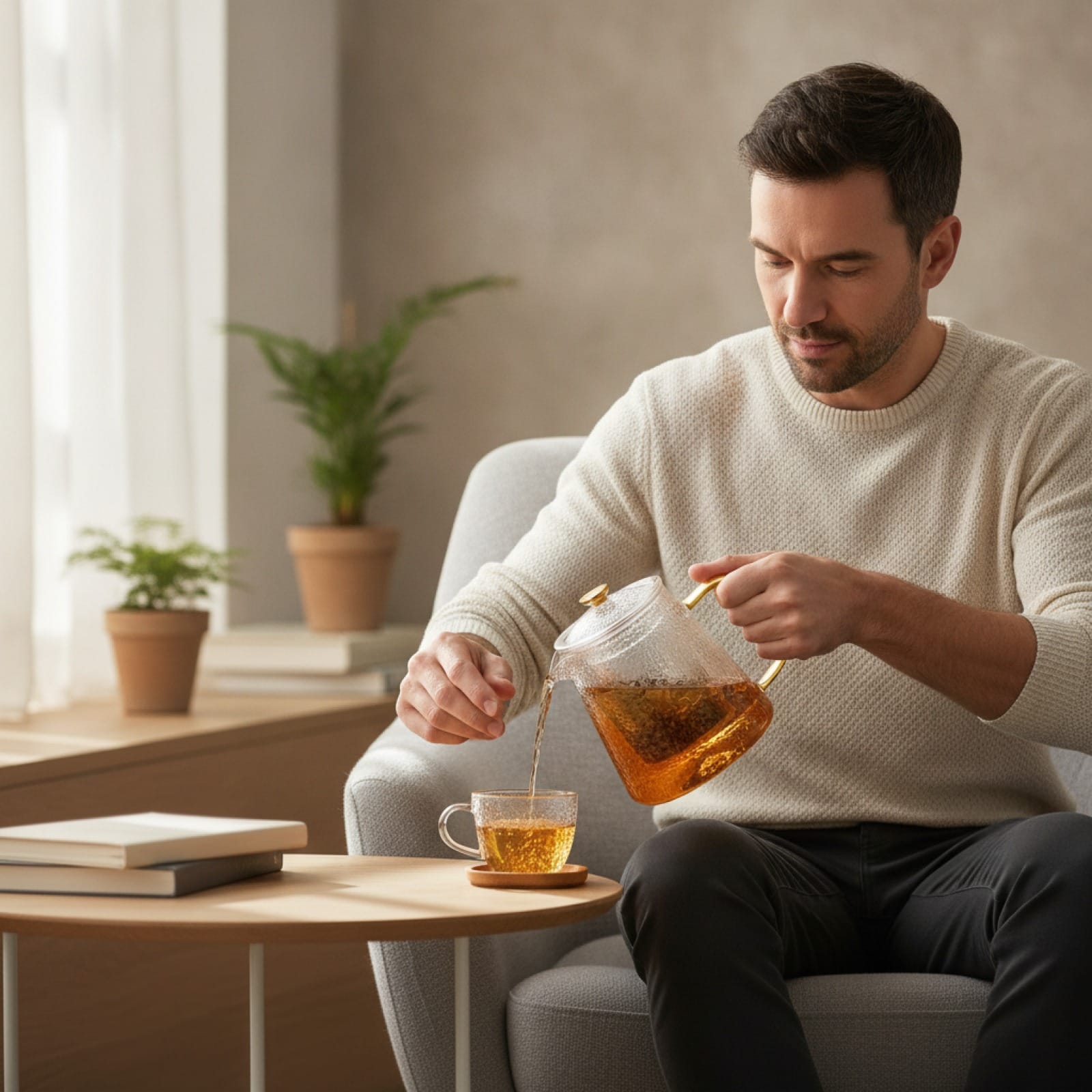 Théière Théière en Verre Ambré avec Infuseur - Idéale pour Thé en Vrac (450ml & 600ml)