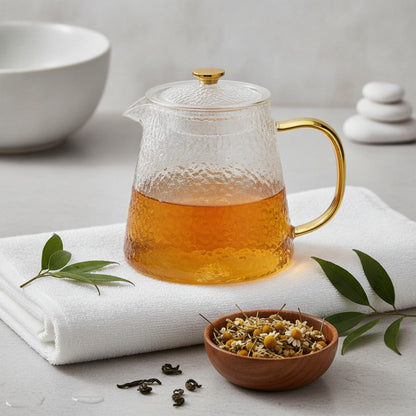 Théière Théière en Verre Ambré avec Infuseur - Idéale pour Thé en Vrac (450ml & 600ml)