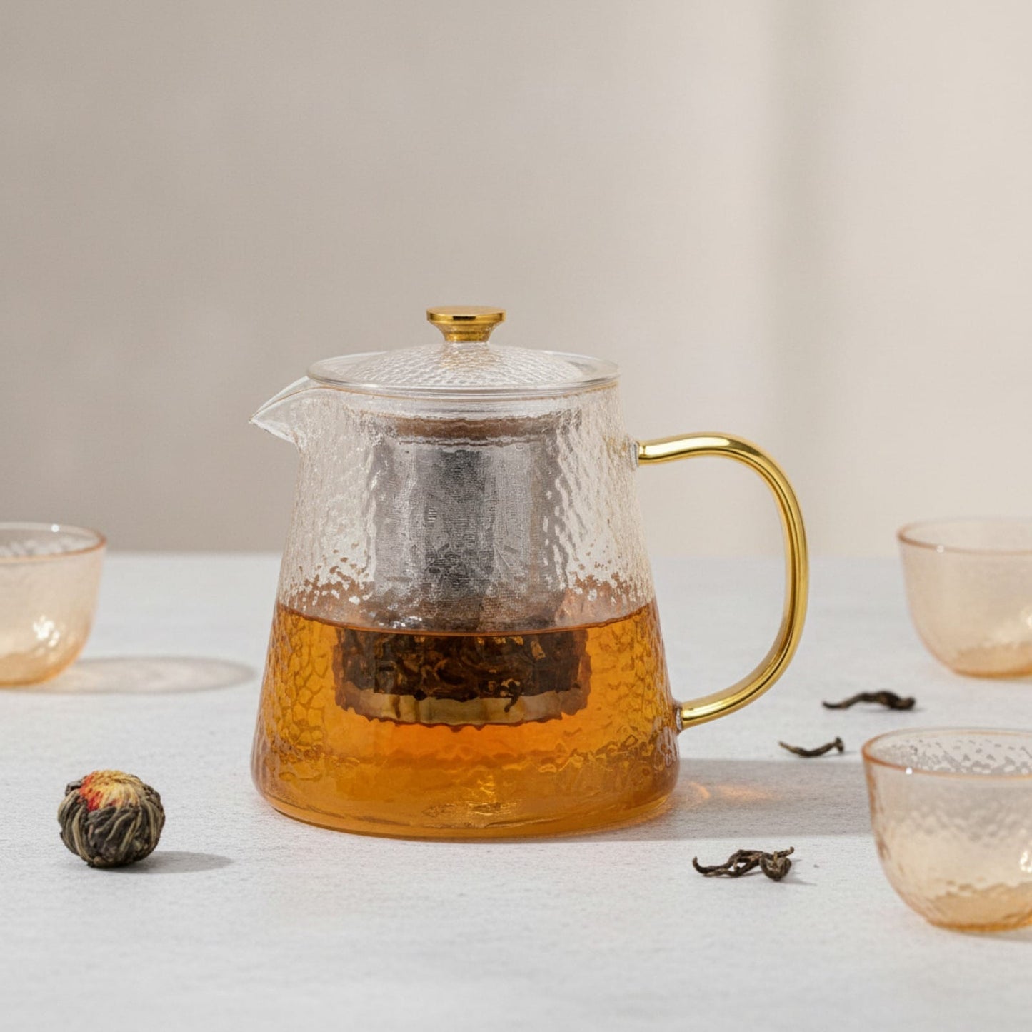 Théière Théière en Verre Ambré avec Infuseur - Idéale pour Thé en Vrac (450ml & 600ml)