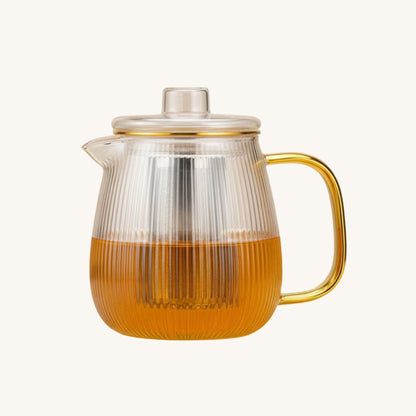 Théière Théière en verre ambrée – Design chaleureux 