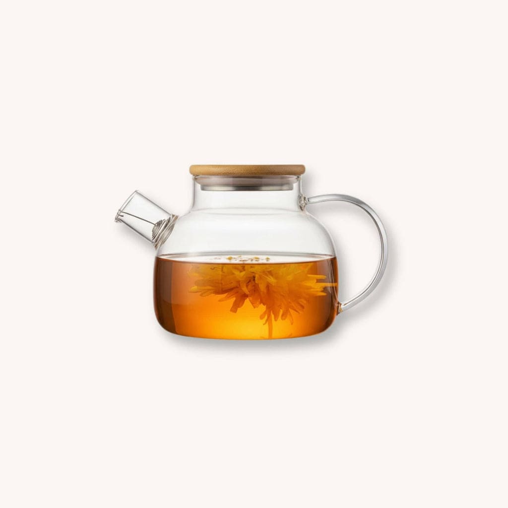 Théière Théière en verre avec couvercle en bois 