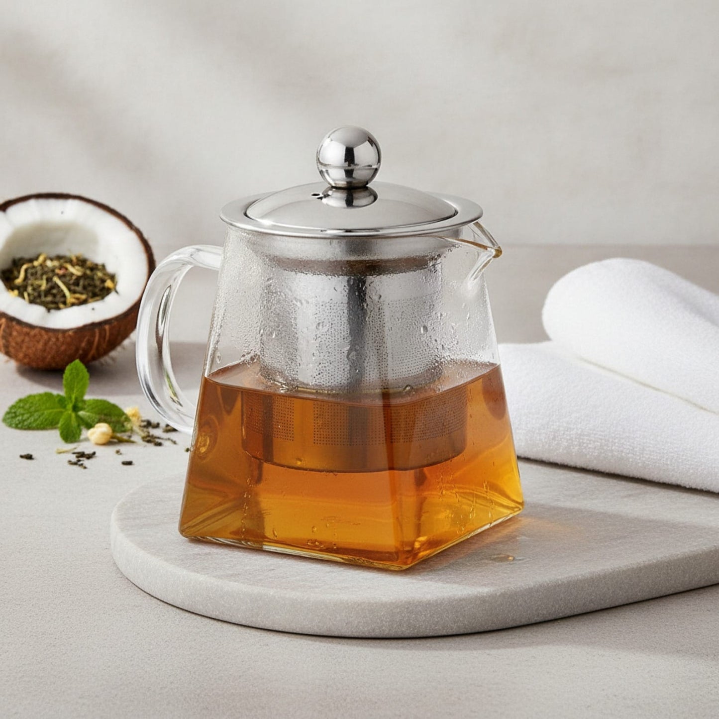 Théière Théière en Verre avec Infuseur Inox - Design Transparent & Élégant
