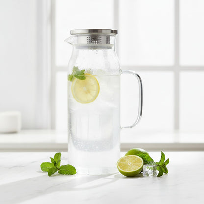 Théière Théière en Verre Borosilicaté avec Couvercle Inox